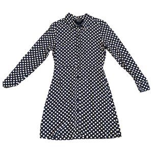 Topshop Blue/Cream Midi Button Up Polka Dot - Size US 6